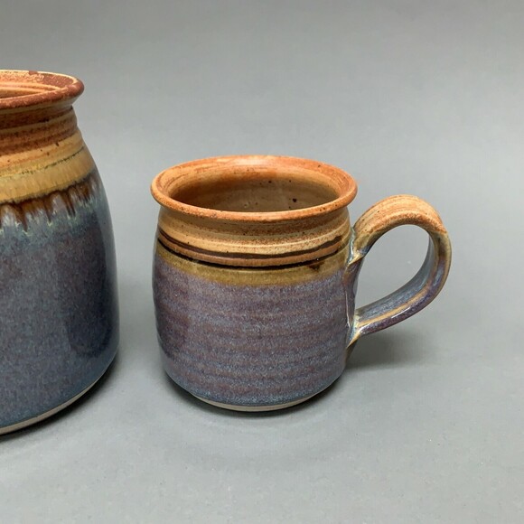 Royce Yoder Stoneware Pottery Purple Multicolor Jars Containers Cup Lot of 3 - Picture 4 of 7